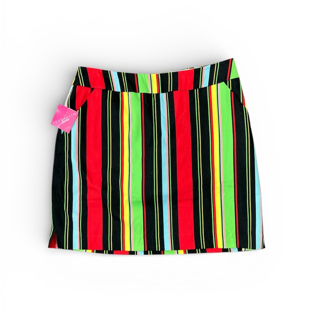 Loudmouth Ladies Golf Hot Dog Skort Multicolor Stripes Size 8 NWT